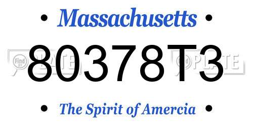 80378T3 Massachusetts License Plate