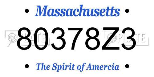 80378Z3 Massachusetts License Plate