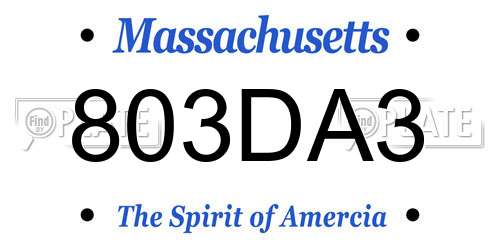 803DA3 Massachusetts License Plate