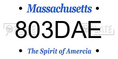 803DAE Massachusetts License Plate