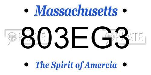 803EG3 Massachusetts License Plate