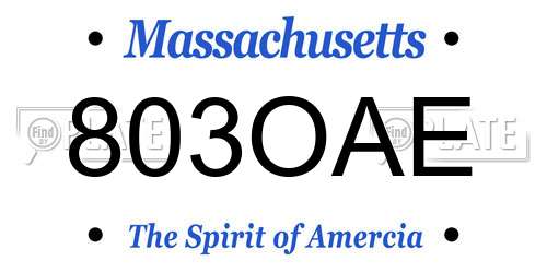 803OAE Massachusetts License Plate