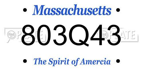 803Q43 Massachusetts License Plate