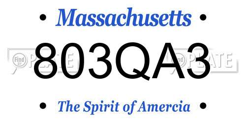 803QA3 Massachusetts License Plate