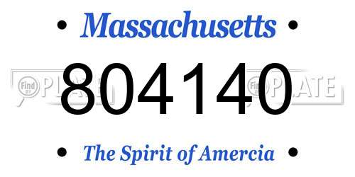 804140 Massachusetts License Plate