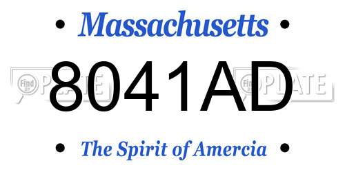 8041AD Massachusetts License Plate