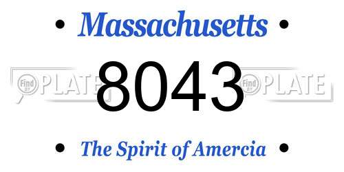 8043 Massachusetts License Plate