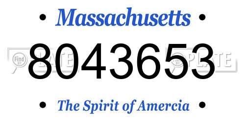 8043653 Massachusetts License Plate