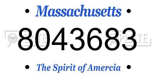 8043683 Massachusetts License Plate