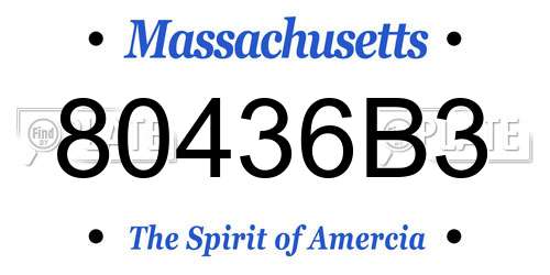 80436B3 Massachusetts License Plate