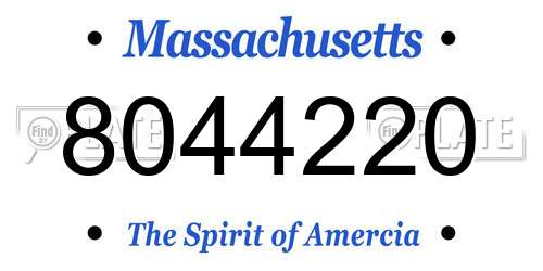 8044220 Massachusetts License Plate