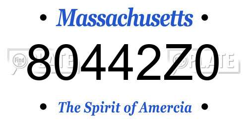 80442Z0 Massachusetts License Plate