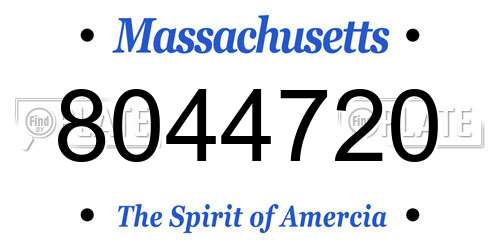 8044720 Massachusetts License Plate