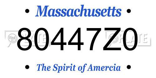 80447Z0 Massachusetts License Plate