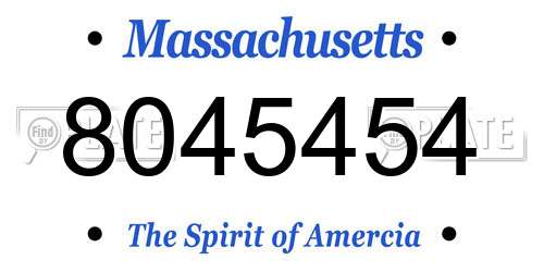 8045454 Massachusetts License Plate