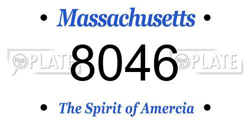 8046 Massachusetts License Plate