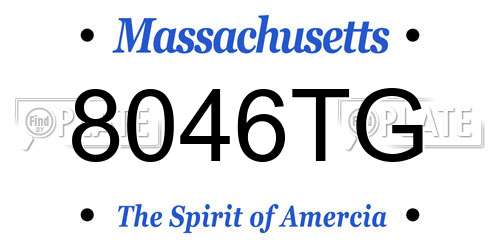 8046TG Massachusetts License Plate
