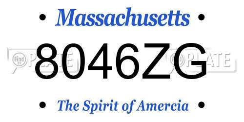 8046ZG Massachusetts License Plate