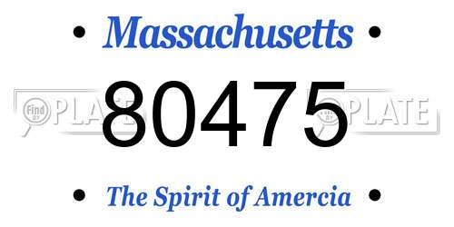 80475 Massachusetts License Plate
