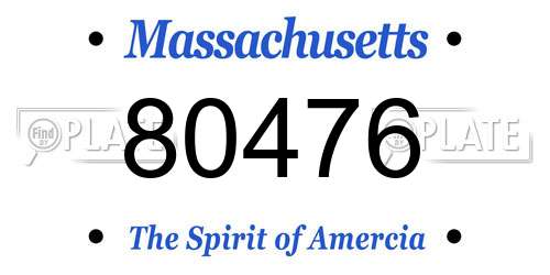80476 Massachusetts License Plate