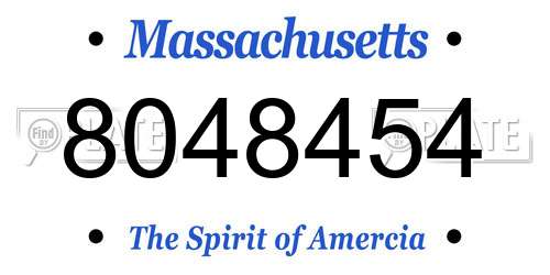 8048454 Massachusetts License Plate