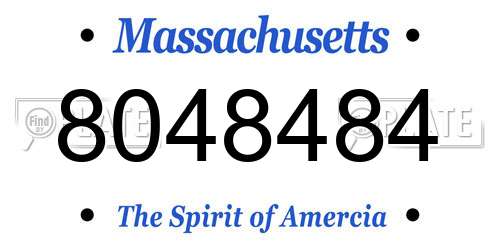8048484 Massachusetts License Plate