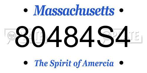 80484S4 Massachusetts License Plate