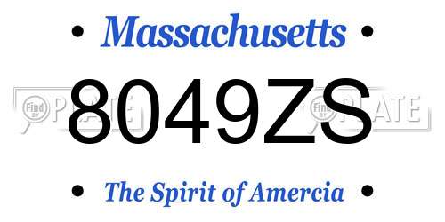 8049ZS Massachusetts License Plate