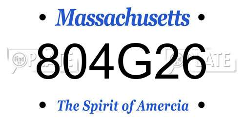 804G26 Massachusetts License Plate