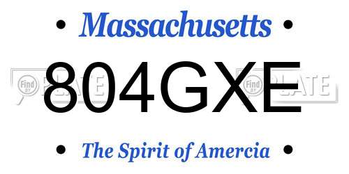 804GXE Massachusetts License Plate