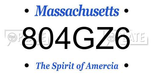804GZ6 Massachusetts License Plate