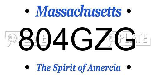 804GZG Massachusetts License Plate