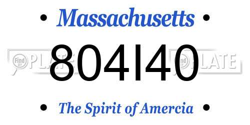 804I40 Massachusetts License Plate