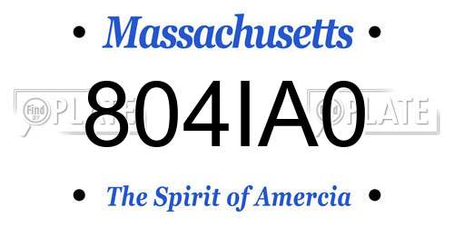 804IA0 Massachusetts License Plate