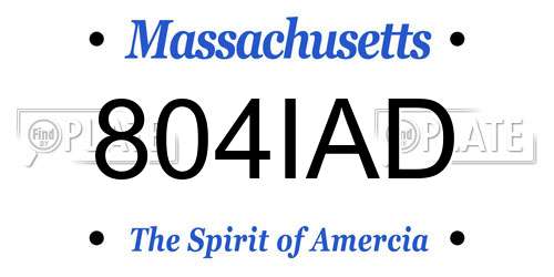 804IAD Massachusetts License Plate