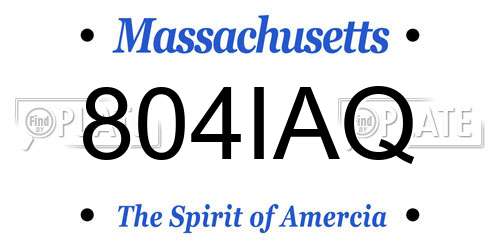 804IAQ Massachusetts License Plate