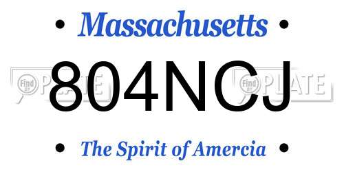 804NCJ Massachusetts License Plate