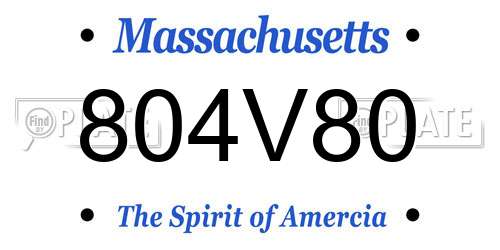 804V80 Massachusetts License Plate