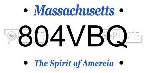 804VBQ Massachusetts License Plate