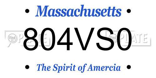 804VS0 Massachusetts License Plate