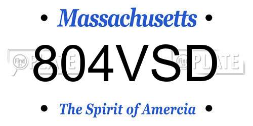 804VSD Massachusetts License Plate