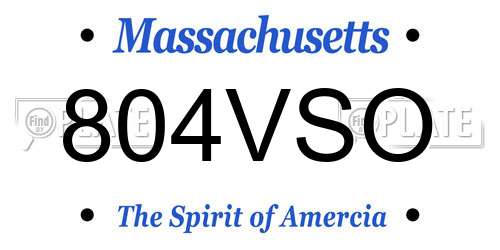 804VSO Massachusetts License Plate