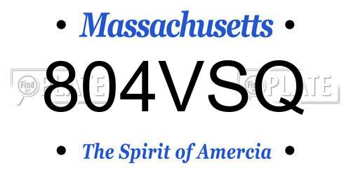 804VSQ Massachusetts License Plate