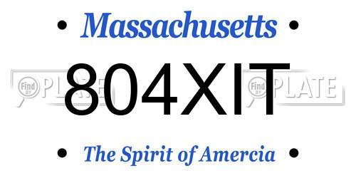 804XIT Massachusetts License Plate
