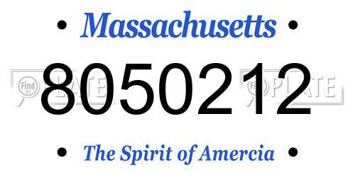 8050212 Massachusetts License Plate