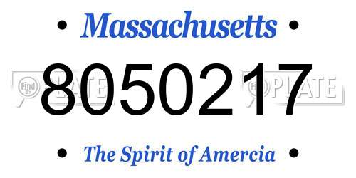 8050217 Massachusetts License Plate