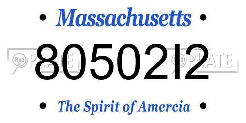 80502I2 Massachusetts License Plate