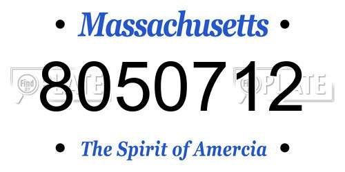 8050712 Massachusetts License Plate