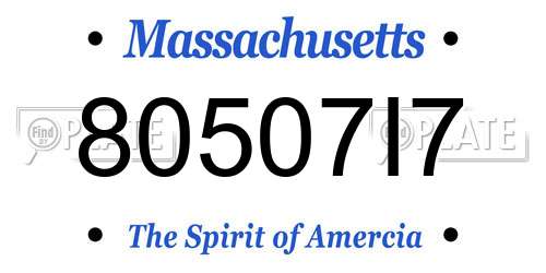 80507I7 Massachusetts License Plate