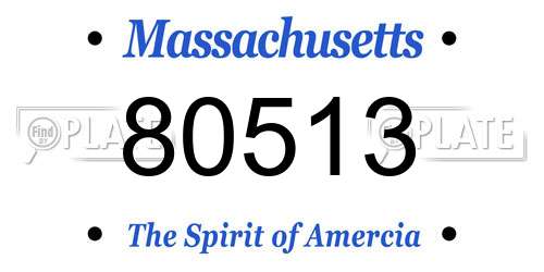 80513 Massachusetts License Plate